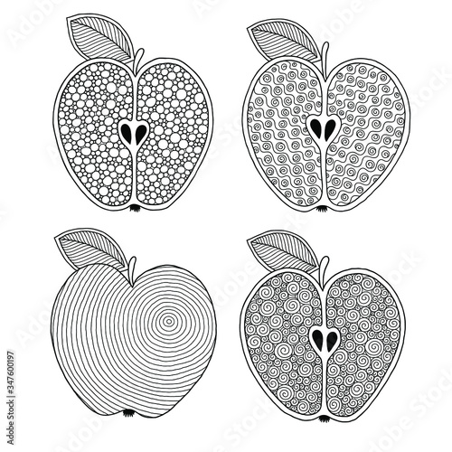 Download Coloring Book Page With Outlines Of Apple Wall Mural Wallpaper Murals Photo Nuke
