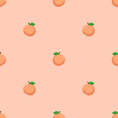 Peaches fruits seamless pattern background.