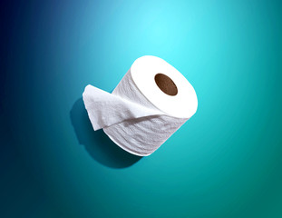 A roll of toilet paper overhead view - flat lay