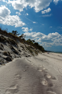 footprints on the beach Dębki Poland.