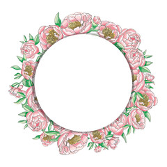 floral wreath from the pink peons