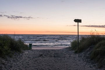 Hel penisulaun sunrise in Jastarnia at Baltic Sea