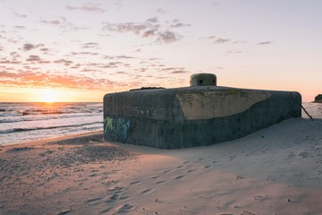 Hel penisulaun sunrise in Jastarnia at Baltic Sea