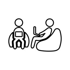 Group of business people working in office and talking. Flat icon design.