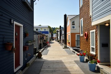 Street of Floating Homes on Vancouver Island