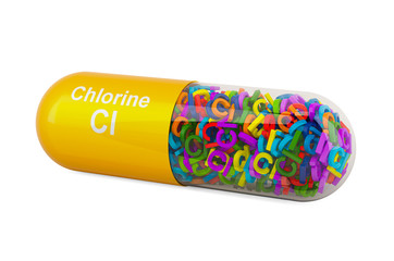 Chlorine Cl. 3D rendering