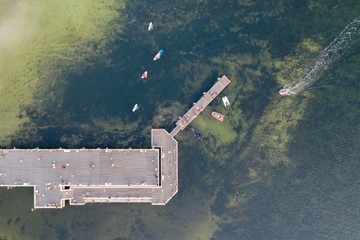 Aerial view  of sunset in Hel penisula Jastarnia Puck Bay Baltic Sea