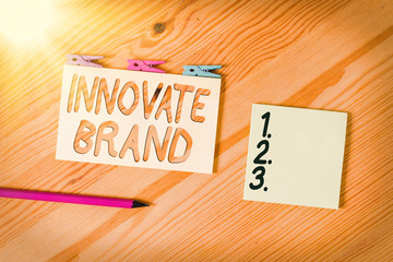 Conceptual hand writing showing Innovate Brand. Concept meaning significant to innovate products,...