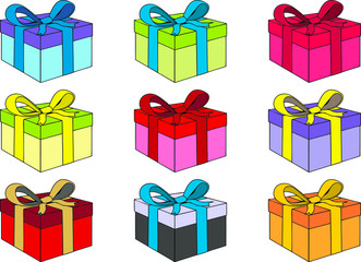 set of multi-colored vector gift-boxes