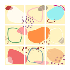 Vector set of frames with abstract endless pattern for social networks. Bright design with copy space for text and photos.