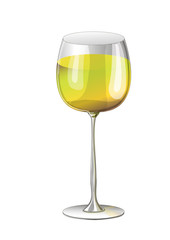 Stock vector illustration. A glass of white wine drawn on a white background
