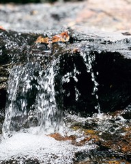 Water flow on a rick from waterfall