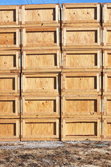 Tall Stack of Wooden Crates