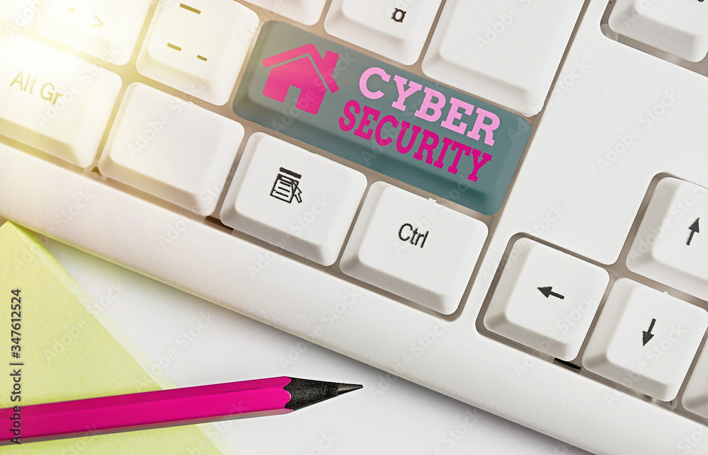 Poster handwriting text cyber security. conceptual photo protect a computer system against unauthorized acc