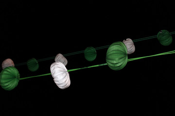 Farolillos verdes y blancos, colores de la bandera de Andalucía. Decoración en la ciudad de...