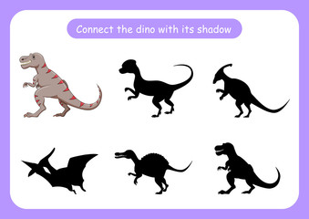 Worksheet connect the dinosaur with its shadow.