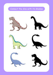 Worksheet connect the dinosaur with its shadow.