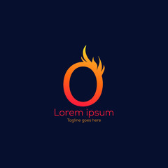 vector letter O with fire logo template design