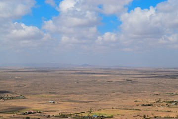 Fototapeta na wymiar Scenic mountain landscapes against sky in rural Kenya