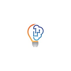 Lamp brain logo template icon design