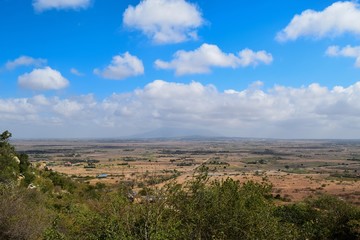 Fototapeta na wymiar Scenic mountain landscapes against sky in rural Kenya