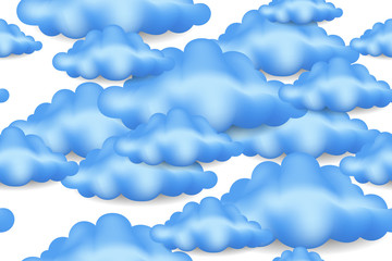 Seamless pattern realistic 3d cloud on white sky background. Nature ornament, wallpaper, wrapping paper print. Abstract cloudlet texture for design textile, fabric, pajamas print. Vector illustration