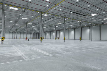 Wide shot of industrial hall empty and clean