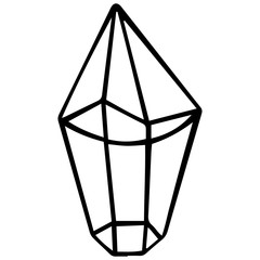 Fototapeta na wymiar Black and white hand-drawn magic crystal doodle Vector.