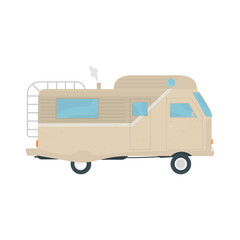 Colour illustration of a family bus for a trip to nature, isolated vector illustration on a white background