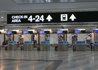 Check in area and train station signal in Malpensa international airport