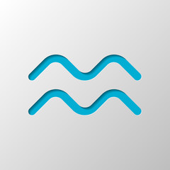 Astrological sign. Aquarius simple icon. Paper design. Cutted sy