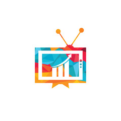 Finance TV Logo Design Template. TV chart logo Design Vector illustration. 