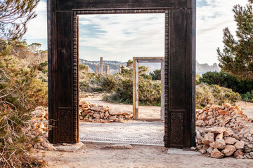The doors of Llentia on the island of Ibiza, Spain