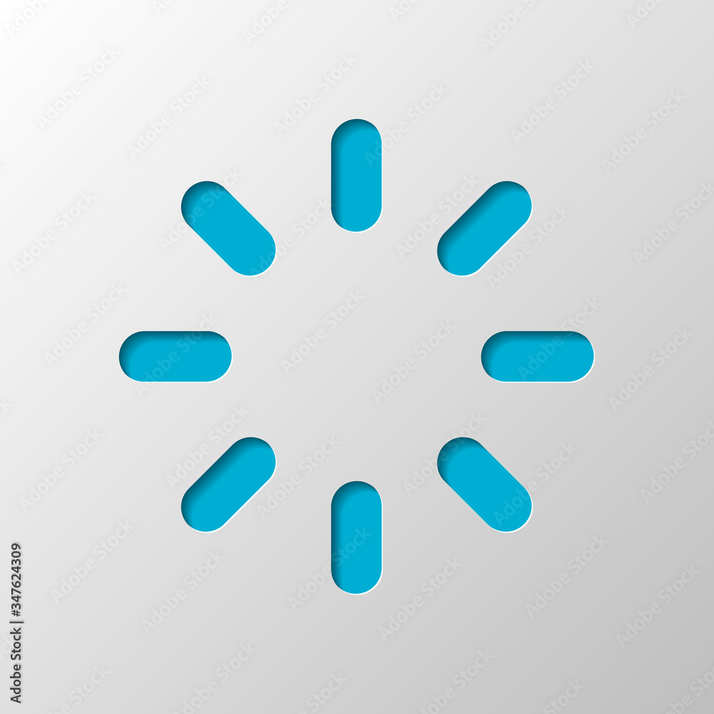 Poster loading or wait icon. paper design. cutted symbol with shadow