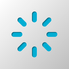 Loading or wait icon. Paper design. Cutted symbol with shadow