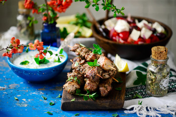 Greek-Style  pork souvlaki Skewers