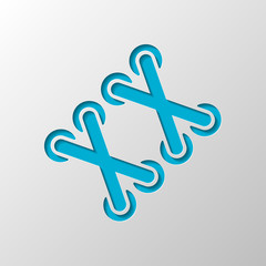 Shoelace of sneaker, simple icon. Paper design. Cutted symbol with shadow