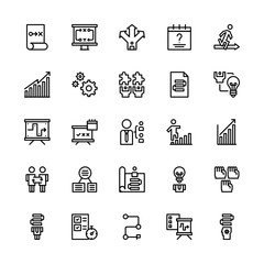 Set of action to plan outline style icon - vector
