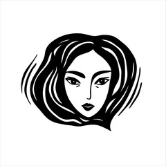 Girl Face Black And White Logo