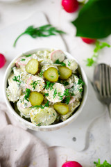 Dilled potato and pickled cucumber salad..style vintage