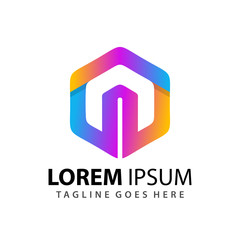 Gradient Hexagon Letter N Up Business Company Modern Logo Design Template Vector