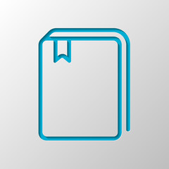 book - outline. Paper design. Cutted symbol with shadow