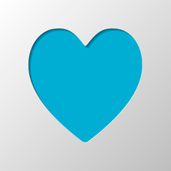 Heart, love symbol, playing card game. Paper design. Cutted symbol with shadow