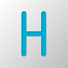 Letter H of alphabet, isolated outline symbol. Paper design. Cutted symbol with shadow