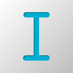 Letter I of alphabet, isolated outline symbol. Paper design. Cutted symbol with shadow
