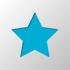 Simple star, rating symbol. Paper design. Cutted symbol with shadow