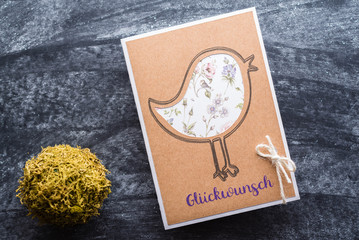 Glückwunsch Karten Design mit Kugel stift aufgemalte Vogel