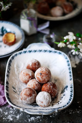 ricotta doughnuts with lavender..selective focus.