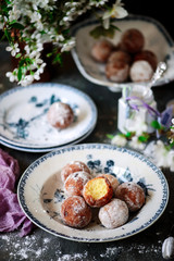 ricotta doughnuts with lavender..selective focus.