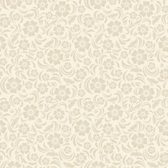 Vector seamless beige floral pattern.